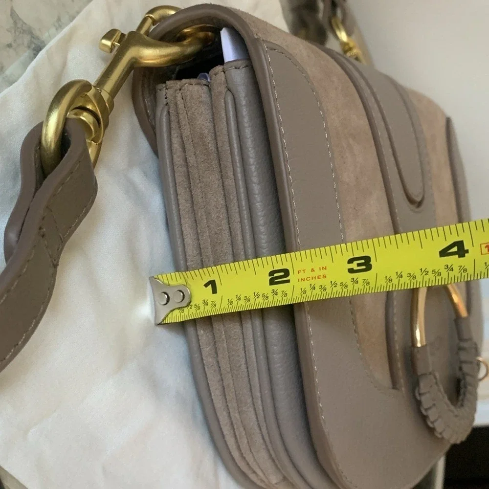 NWT SEE BY CHLOE HANA SHOULDER BAG suede leather taupe trendy small - Picture 5 of 12